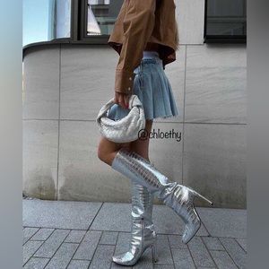 zara silver booties